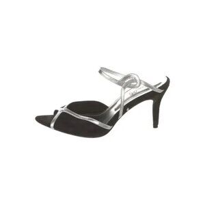 $695 JOHANNA ORTIZ Women's Aventurera Black Silver Colorblock Slides. Size 11